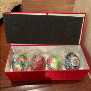 Joan Rivers Classics Faberge Inspired Christmas EGG Ornaments Set Of 4